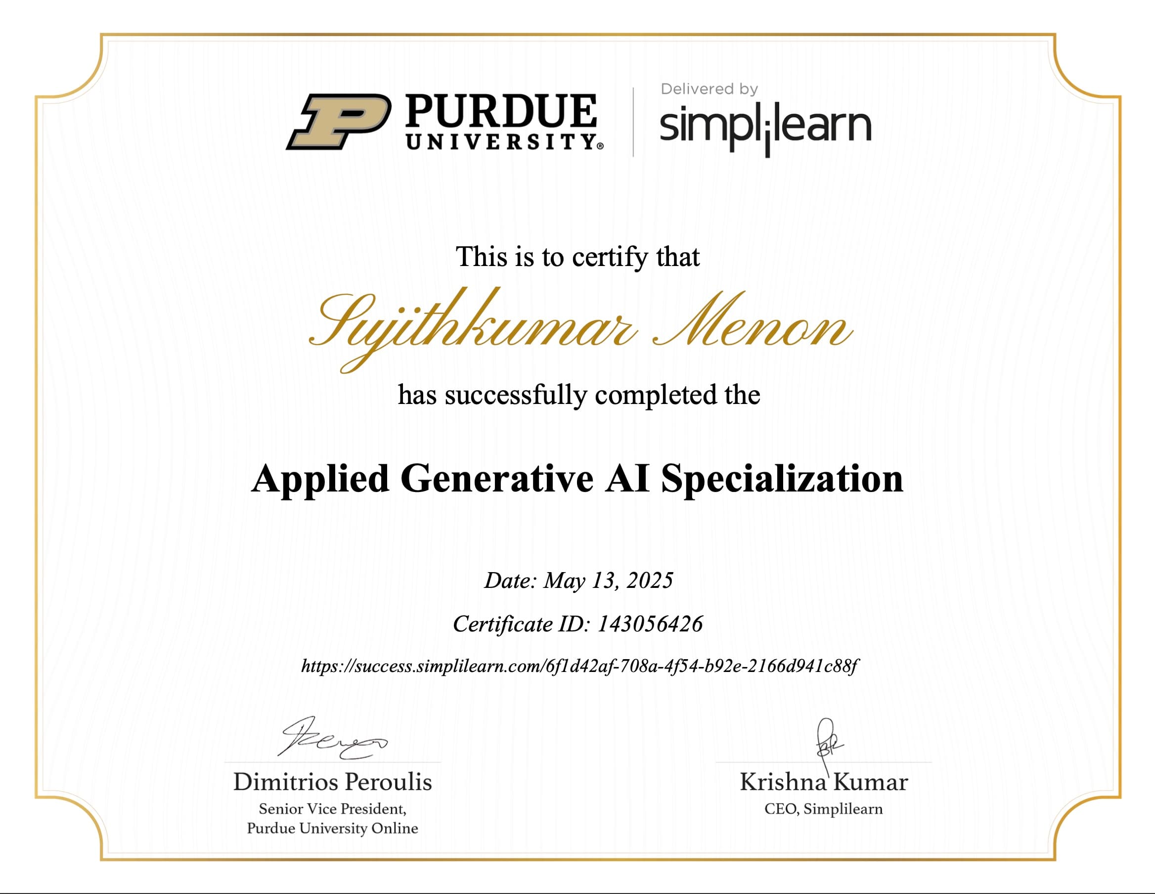 Applied Generative AI Bootcamp certificate